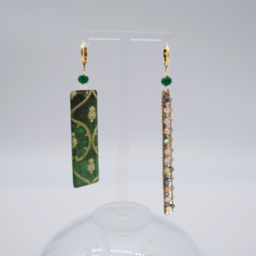 Orecchini Maya verde e oro